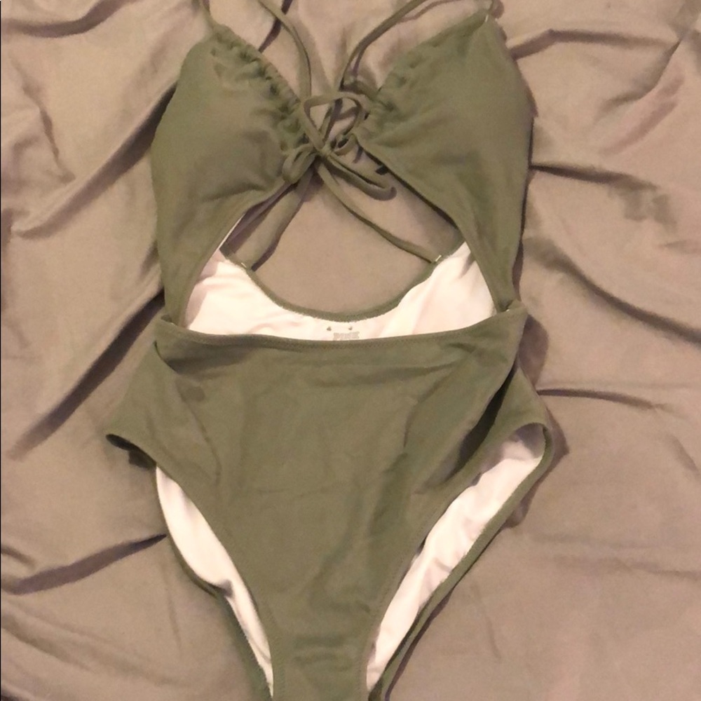 Olive green cut out Victoria secret pink one piece